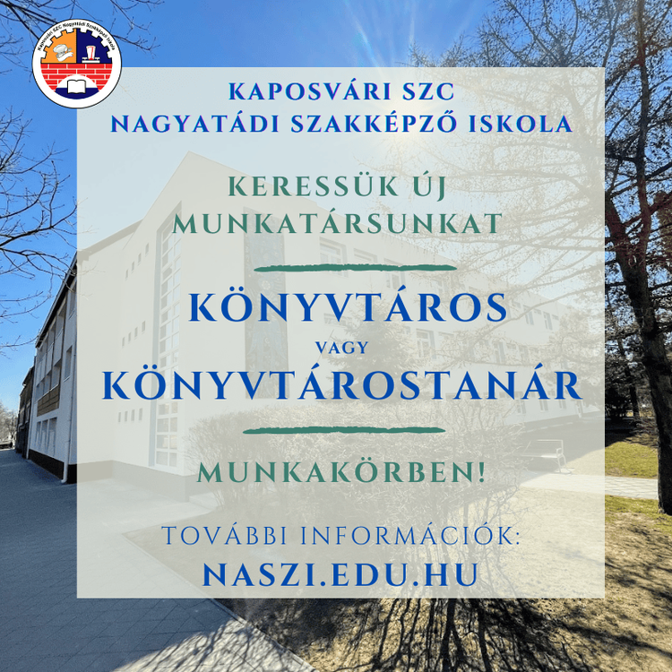 Könyvtáros vagy Könyvtárostanár kollégát keresünk