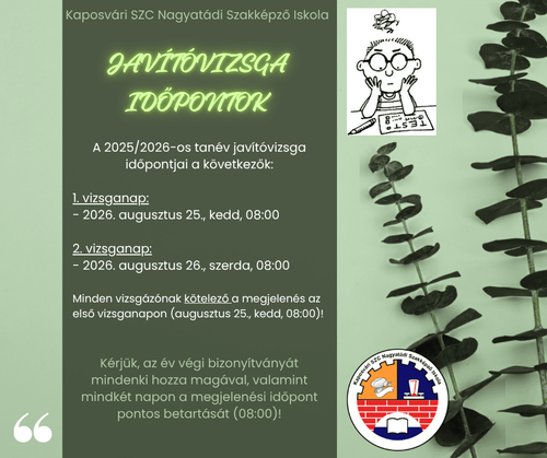 Javítóvizsga időpontok 2026
