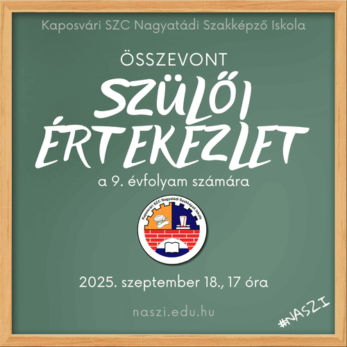 Szülői értekezlet a 9. évfolyam számára 2025/26